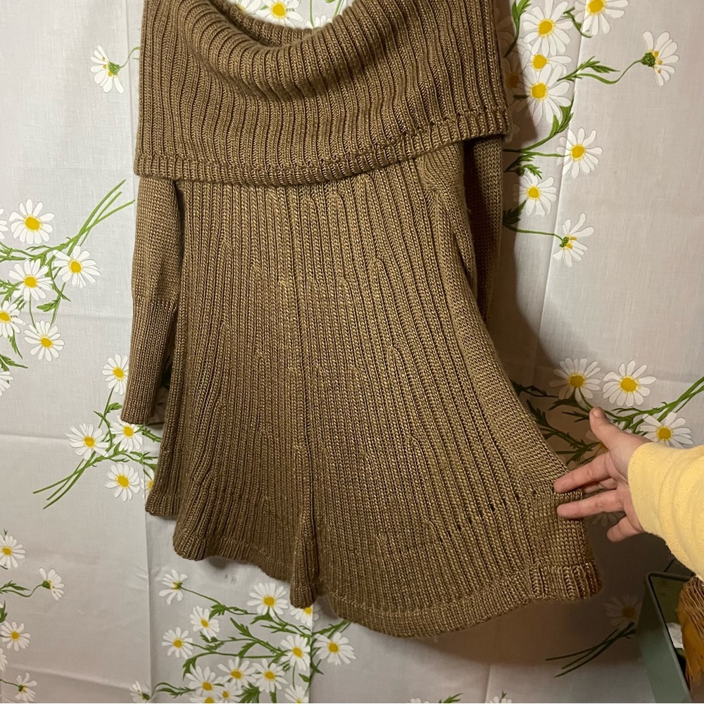 Anthropologie Shae wool brown off shoulder long sleeve flare hem sweater dress - Picture 4 of 7